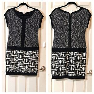 Ann Taylor Black White Office Wear Business Casual Meeting Midi Dres